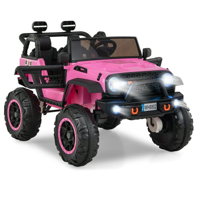 OLAKIDS 24V 2 Seater Kids Ride on Truck, 2WD/4WD Battery Powered Vehicle Toddler Powerful Car with Remote Control, Music, USB, MP3, Electric Toy for 3+ Boys and Girls
