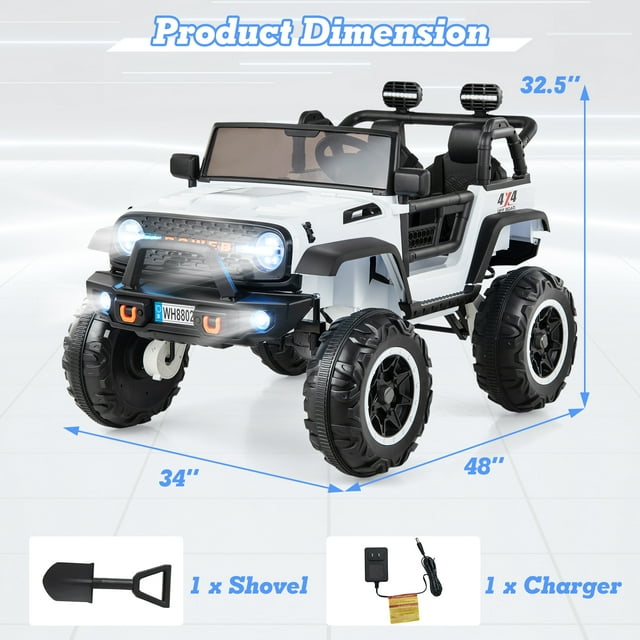 OLAKIDS 24V 2 Seater Kids Ride on Truck, 2WD/4WD Battery Powered Vehicle Toddler Powerful Car with Remote Control, Music, USB, MP3, Electric Toy for 3+ Boys and Girls