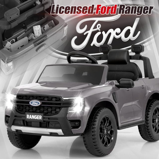 Licensed Ford Ranger Ride on Car for Kids by OLAKIDS, 12V Electric Vehicle with Remote Control, Toddlers Battery Powered Toy Gift with 2 Speeds, Wheels Suspension, Storage Space, Bluetooth USB