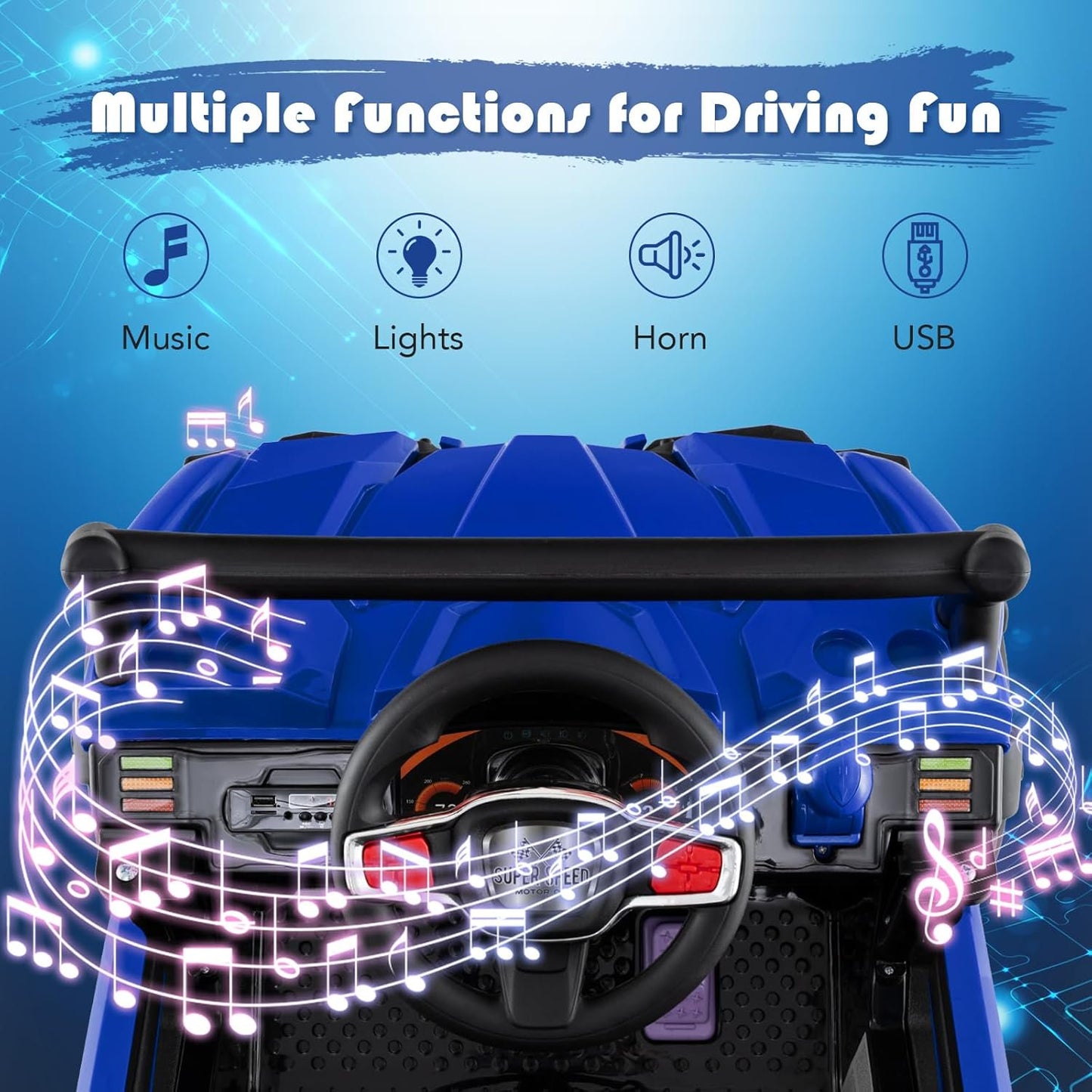 OLAKIDS 12V Ride on Car UTV, Battery Powered Off-Road Kids Electric Vehicles with Remote Control, Music, Horn, MP3, Lights, 3 Speeds, Soft Start, Ride on Truck for 3+ Boys Girls