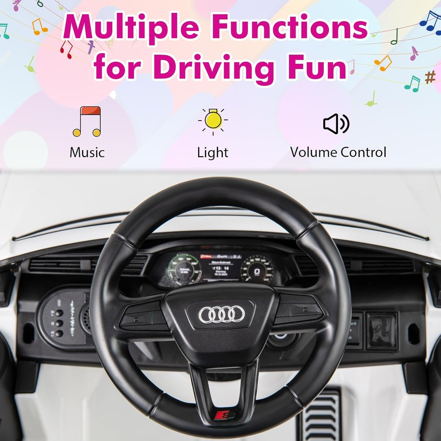 Licensed Audi SQ8 Ride on Car by OLAKIDS, Battery Powered Electric Vehicle for with Remote Control, Adjustable Music, LED Lights, Suspension, Driving Toy Gift for Kids Toddler Age 3+