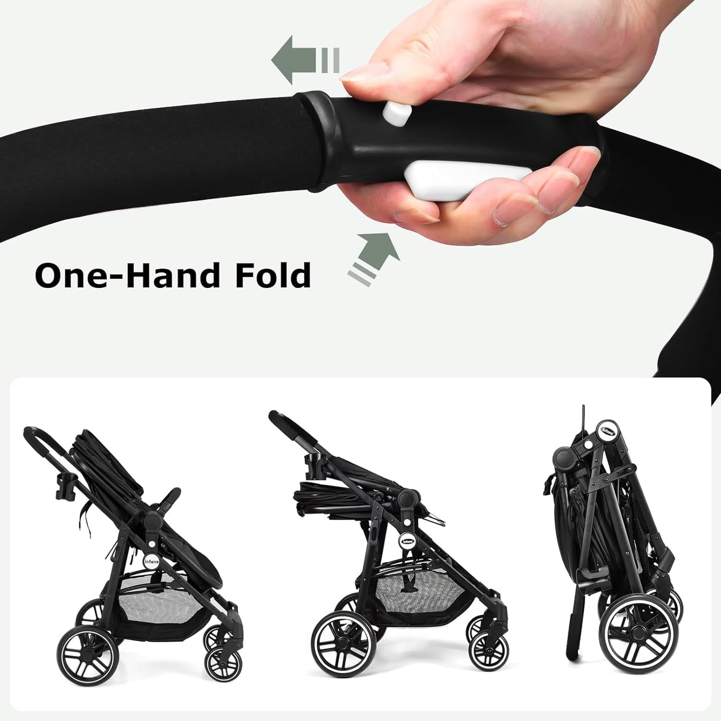OLAKIDS 2 in 1 Baby Stroller, High Landscape Infant Stroller & Reversible Bassinet Pram, Foldable Pushchair