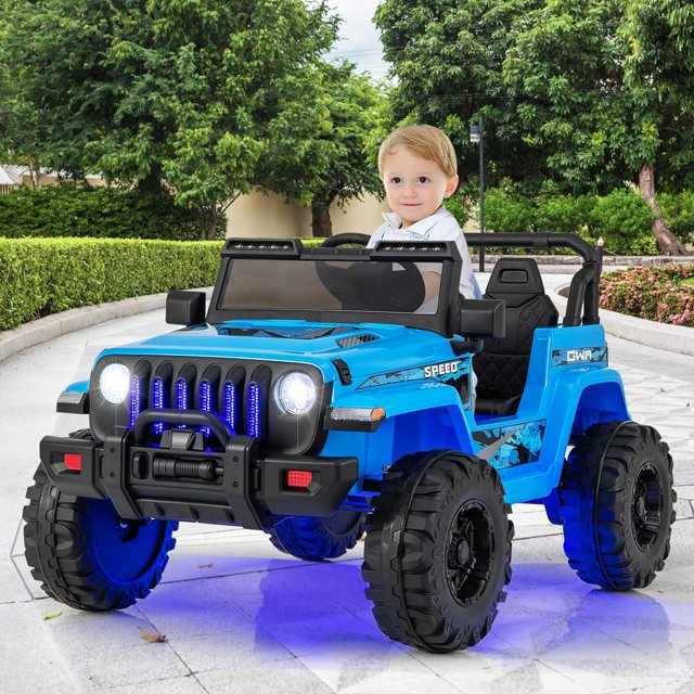 OLAKIDS Kids Ride on Truck, 12V Electric Vehicle with Remote Control, Battery Powered Toddler Car with Music, Horn, 3 Speeds, LED Lights, Bluetooth, USB, Radio