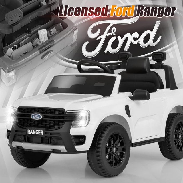 Licensed Ford Ranger Ride on Car for Kids by OLAKIDS, 12V Electric Vehicle with Remote Control, Toddlers Battery Powered Toy Gift with 2 Speeds, Wheels Suspension, Storage Space, Bluetooth USB