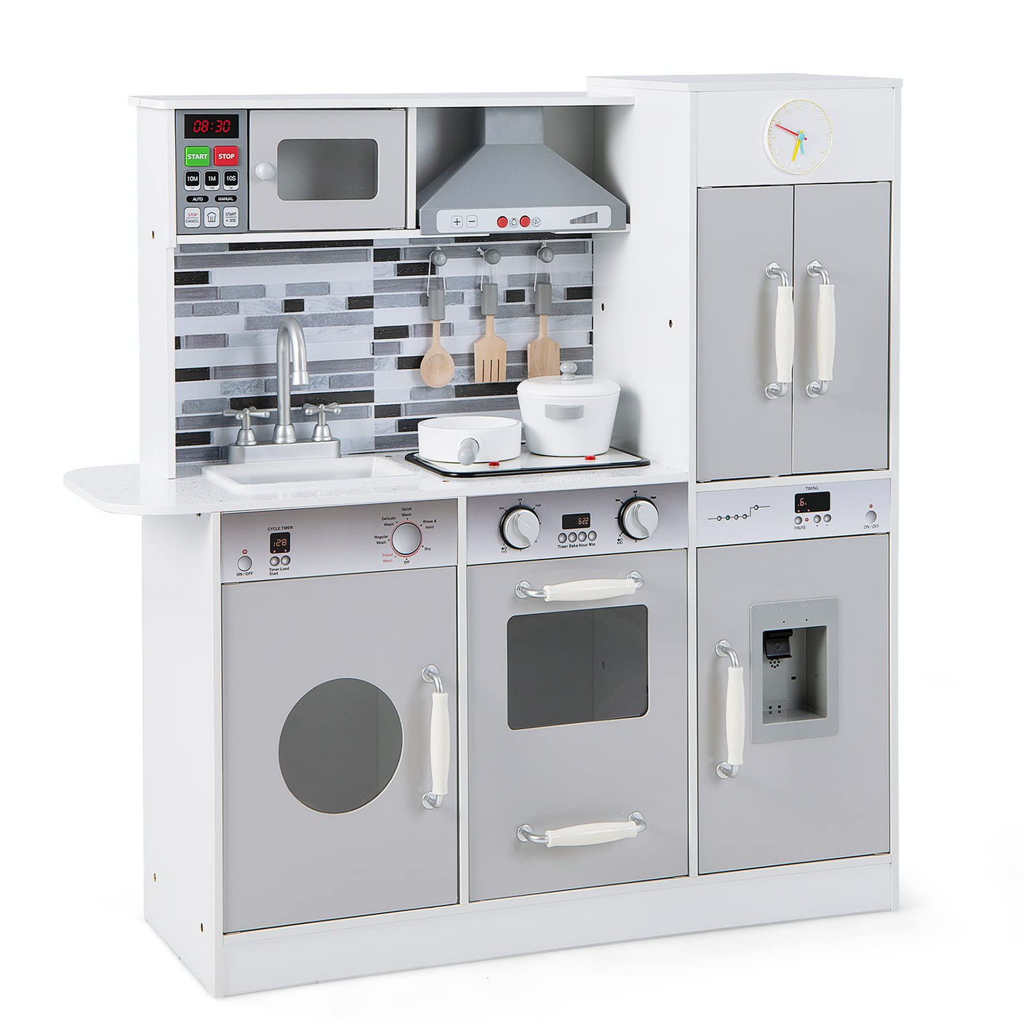 Pretend Wooden Toddler Kitchen Toy Set with Pots & Pan OLAKIDS