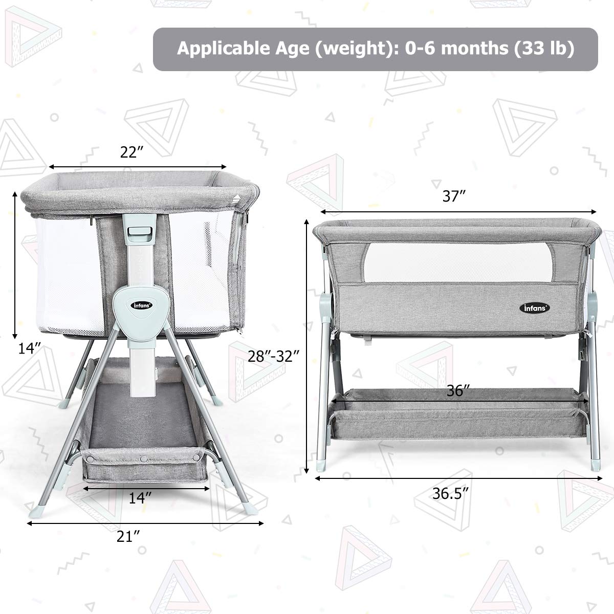 Baby Bassinet Bedside Sleeper with Spine Protecting Support OLAKIDS