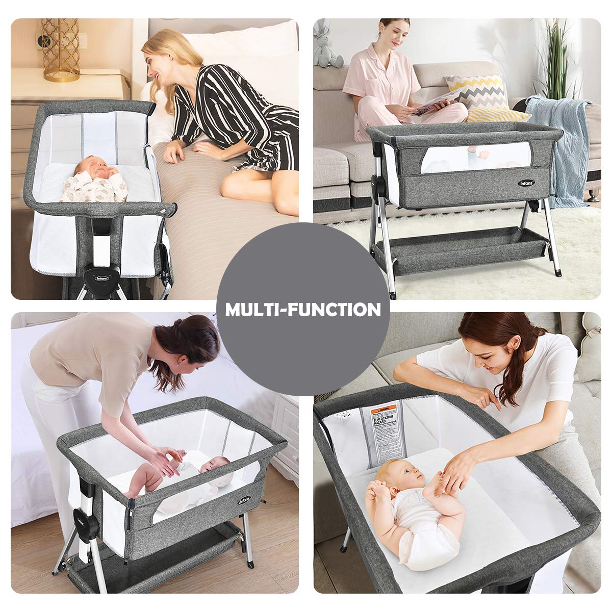 Baby Bassinet Bedside Sleeper with Spine Protecting Support OLAKIDS