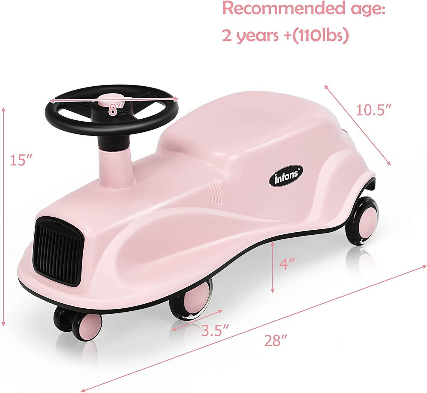 Ride On Toy w/LED Flashing Wheels wiggle Car for Toddlers OLAKIDS