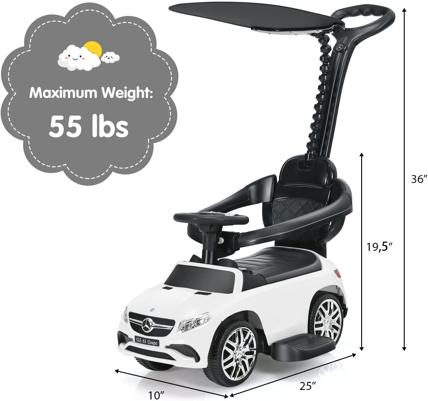 3-in-1 Kids Toy Stroller for Toddlers with Push Handle OLAKIDS