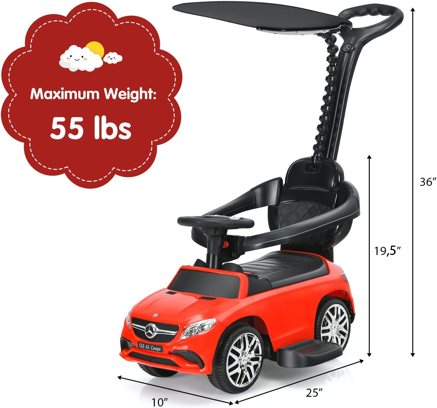3-in-1 Kids Toy Stroller for Toddlers with Push Handle OLAKIDS