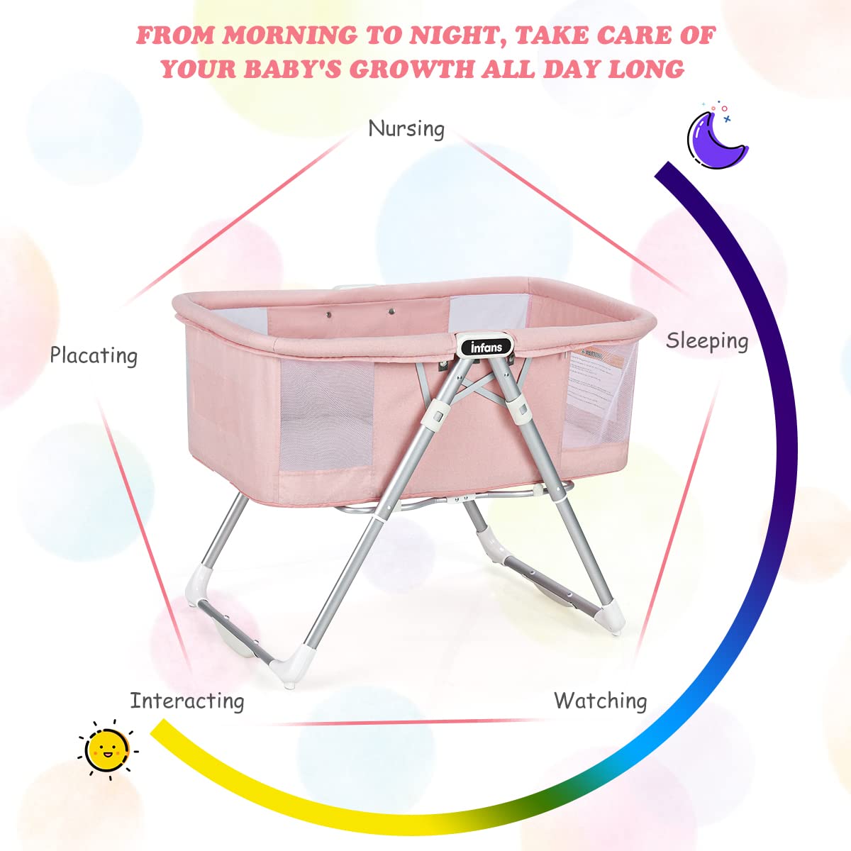 2-in-1 Rocking Bassinet for Newborn Baby OLAKIDS