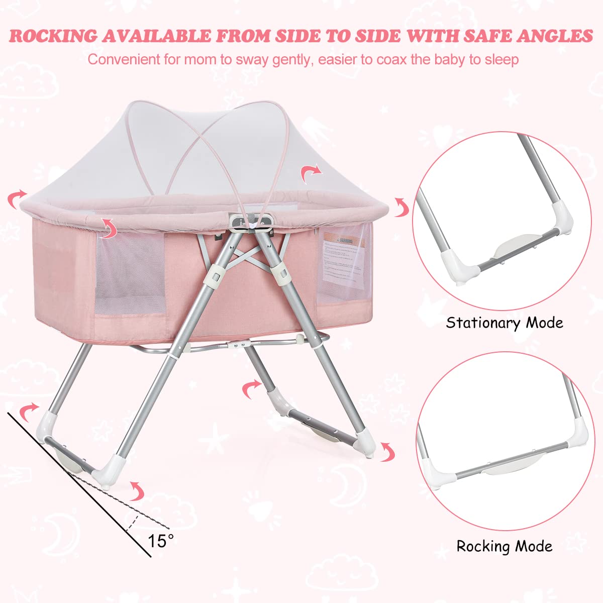 2-in-1 Rocking Bassinet for Newborn Baby OLAKIDS
