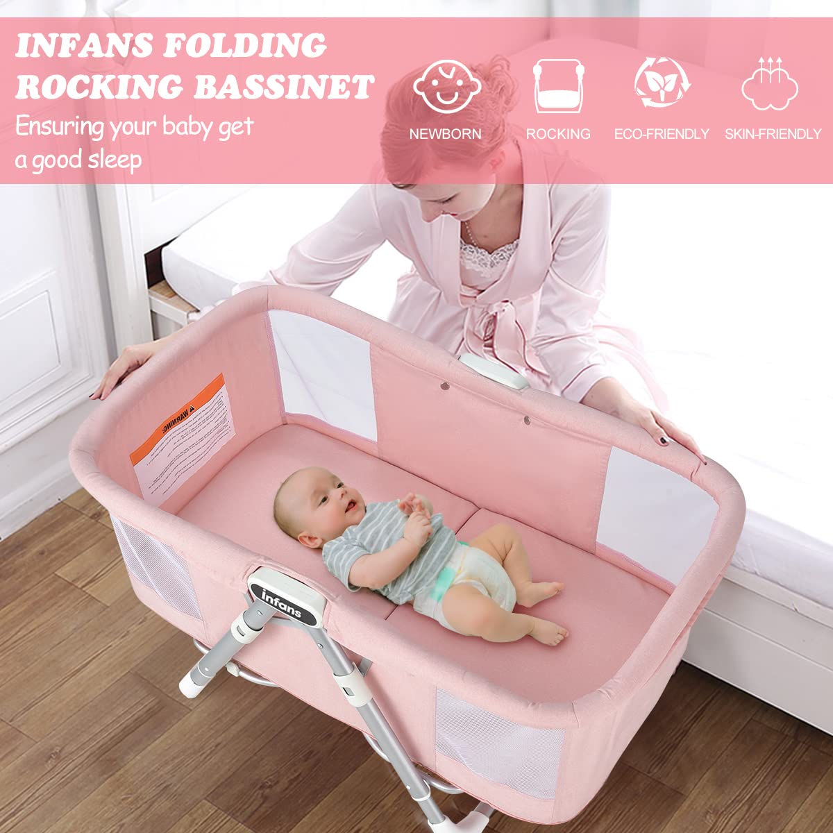 2-in-1 Rocking Bassinet for Newborn Baby OLAKIDS