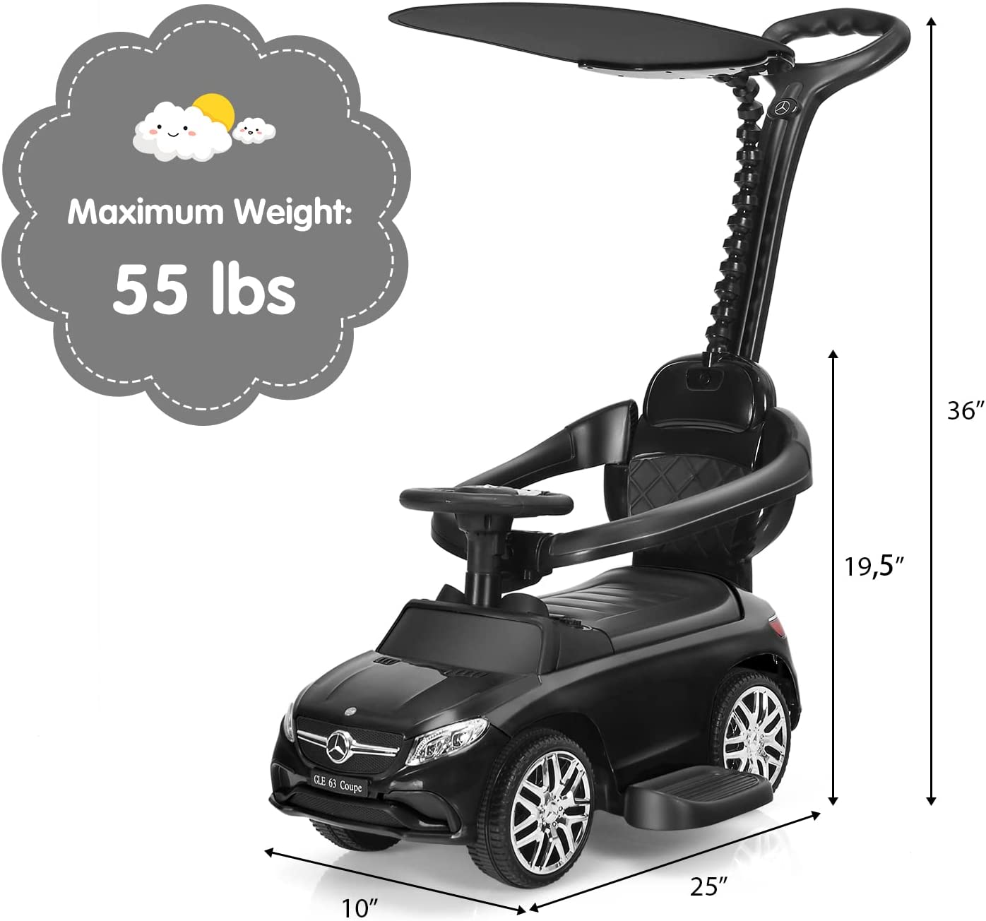 3-in-1 Kids Toy Stroller for Toddlers with Push Handle OLAKIDS