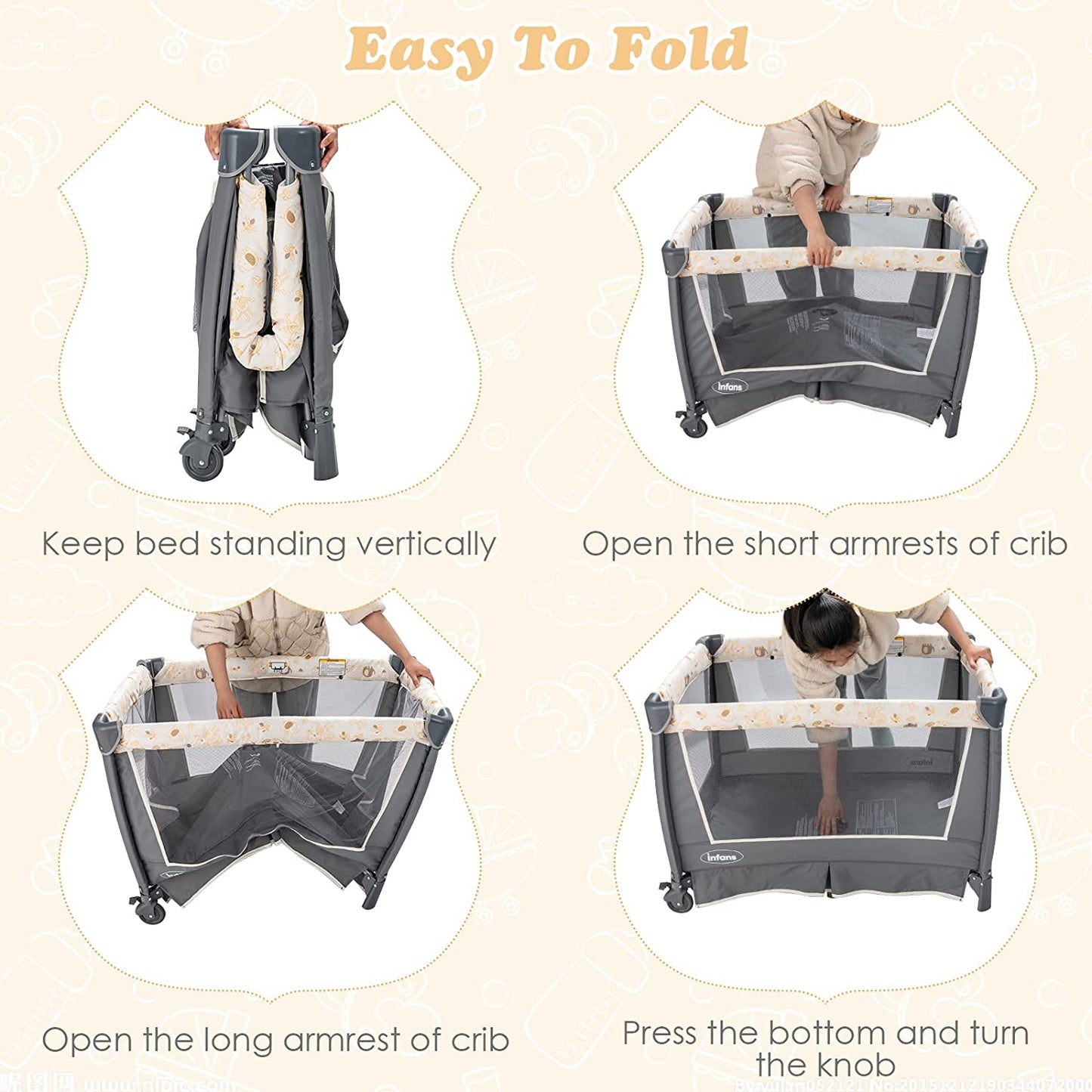 4-in-1 Portable Nursery Center for Baby Kid Infant Comfortable Playard with Bassinet OLAKIDS