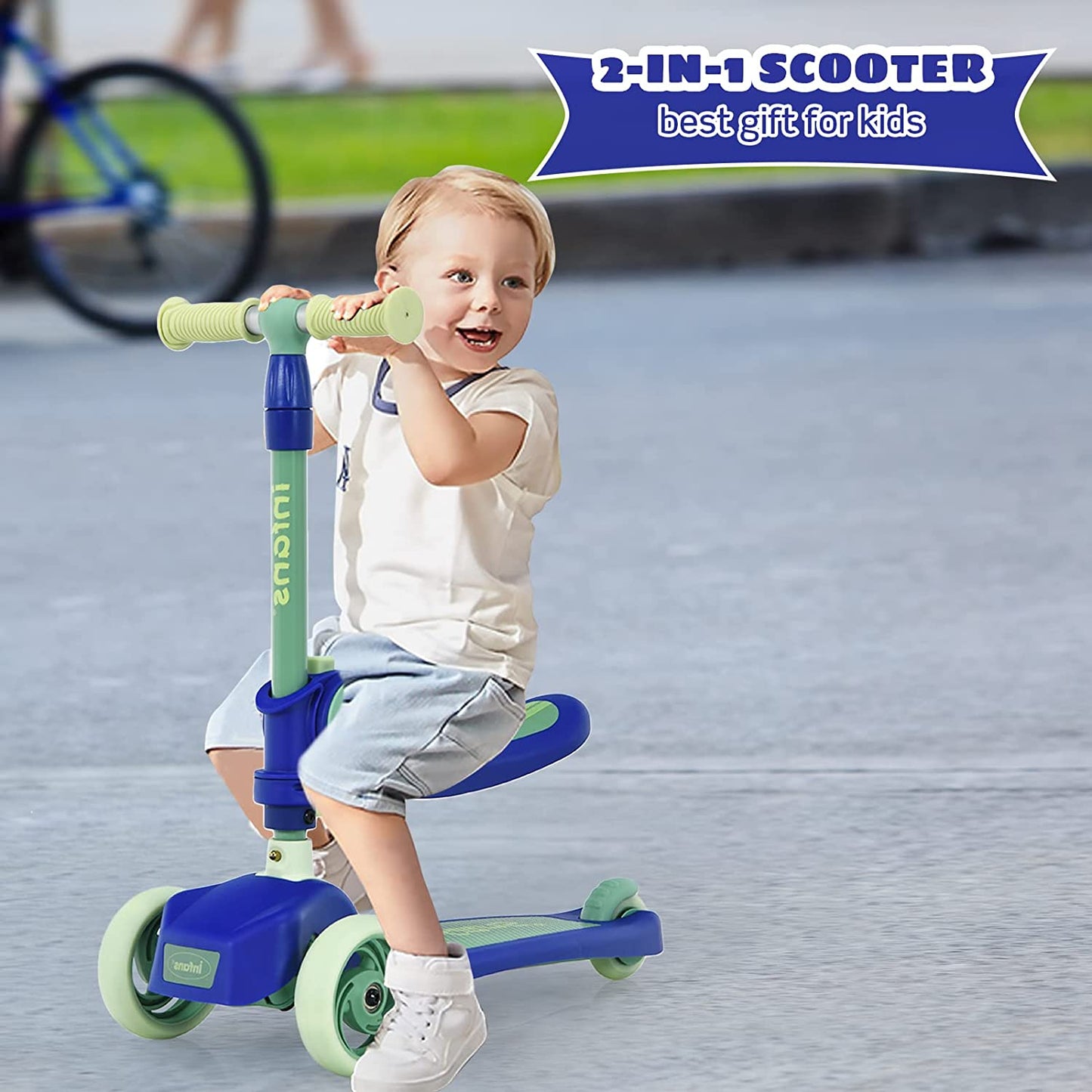3 Wheel Scooter for Kids with Removable Seat for Girls Boys Ages 3-8 OLAKIDS