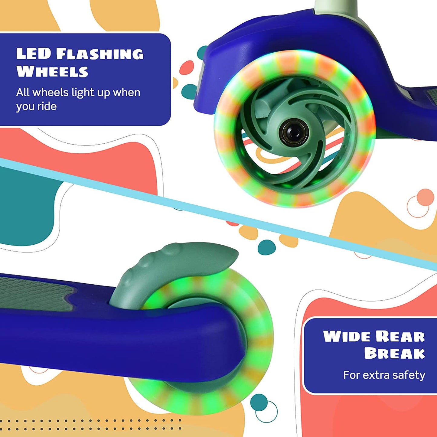 3 Wheel Scooter for Kids with Removable Seat for Girls Boys Ages 3-8 OLAKIDS