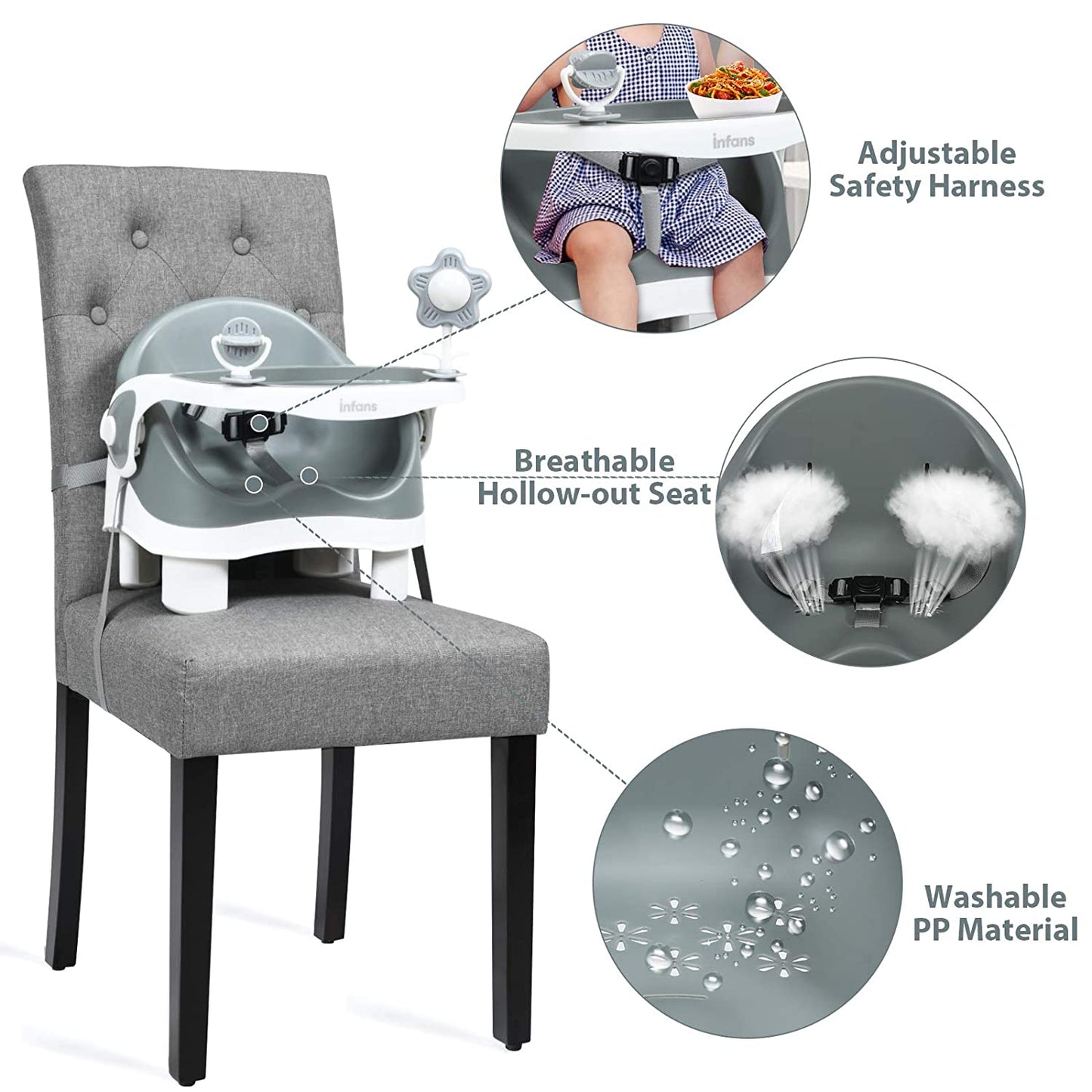 3-in-1 Portable Floor Baby Booster Seat OLAKIDS