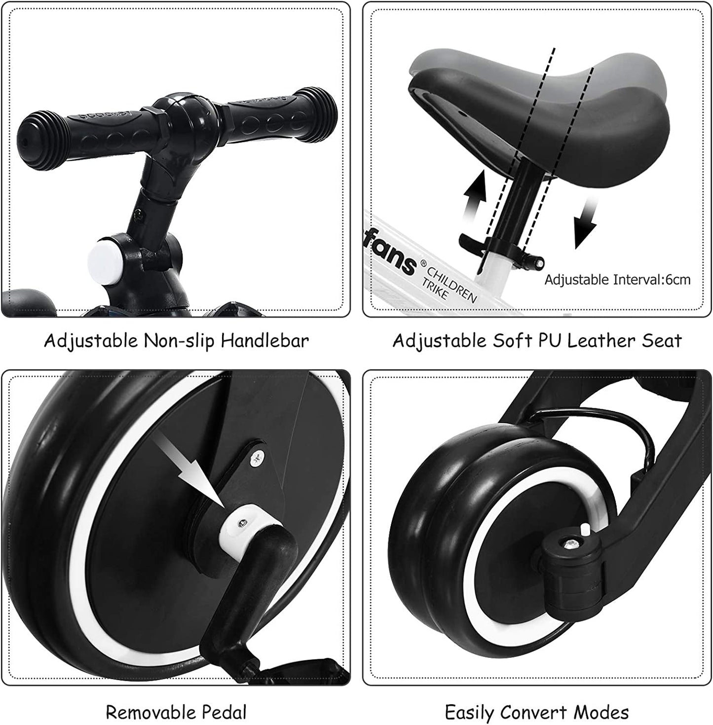 Kids 3 Wheels Tricycles Wheels with Detachable Pedal OLAKIDS