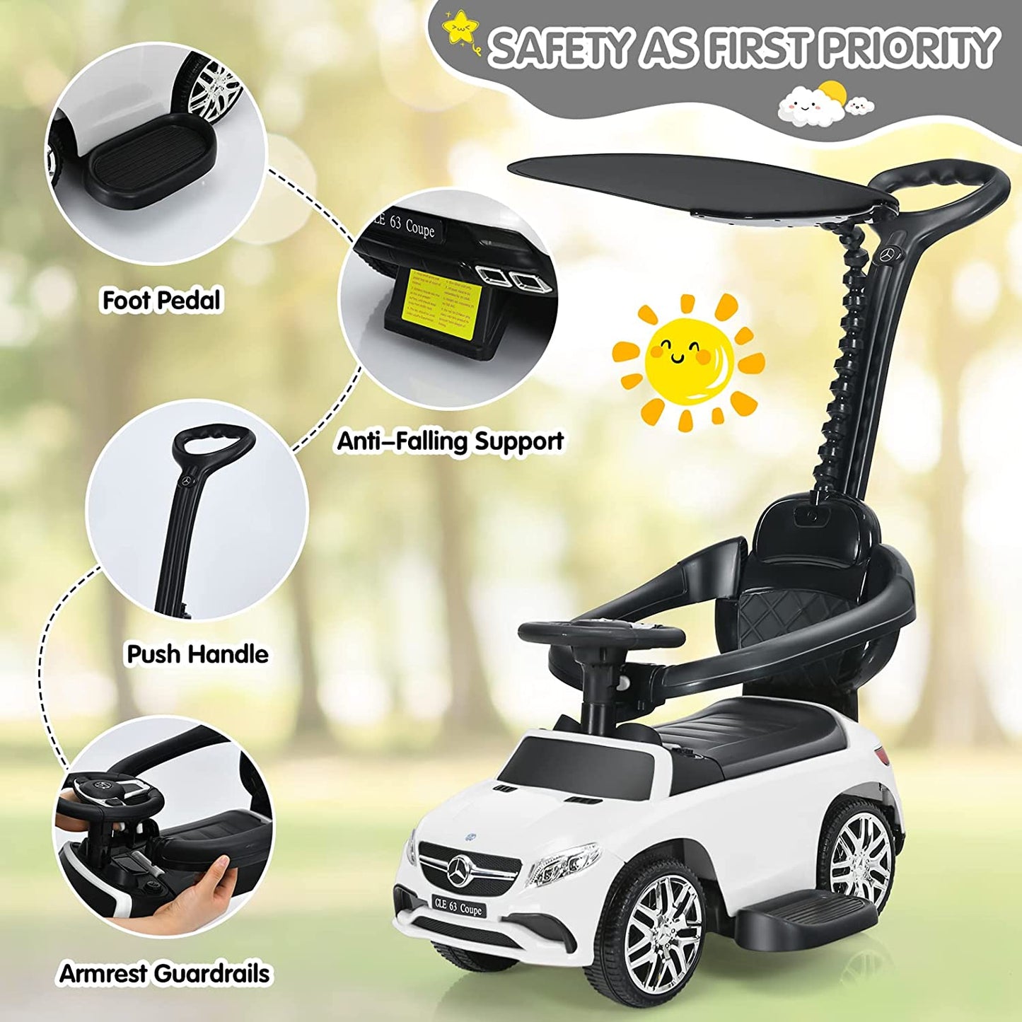 3-in-1 Kids Toy Stroller for Toddlers with Push Handle OLAKIDS