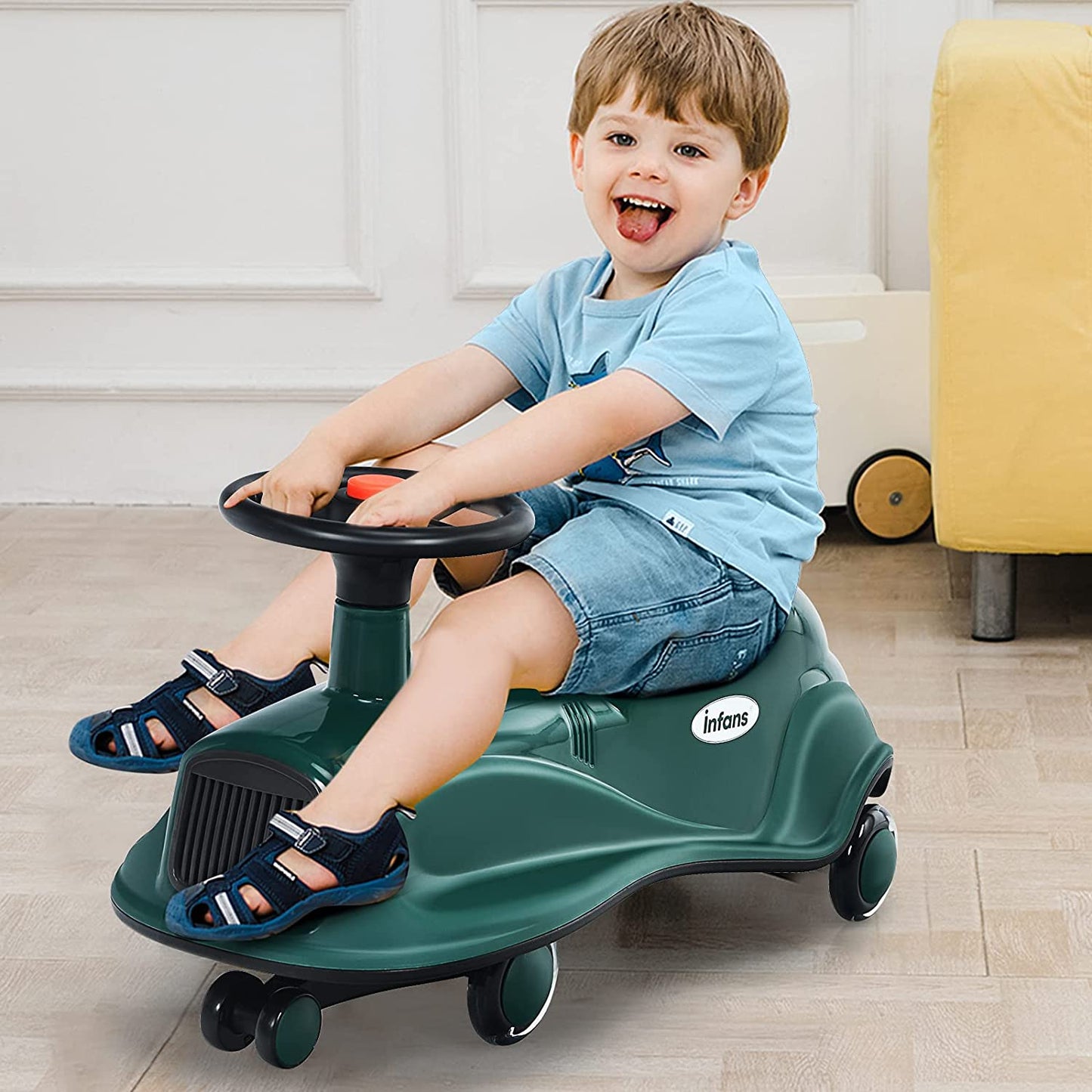 Ride On Toy w/LED Flashing Wheels wiggle Car for Toddlers OLAKIDS