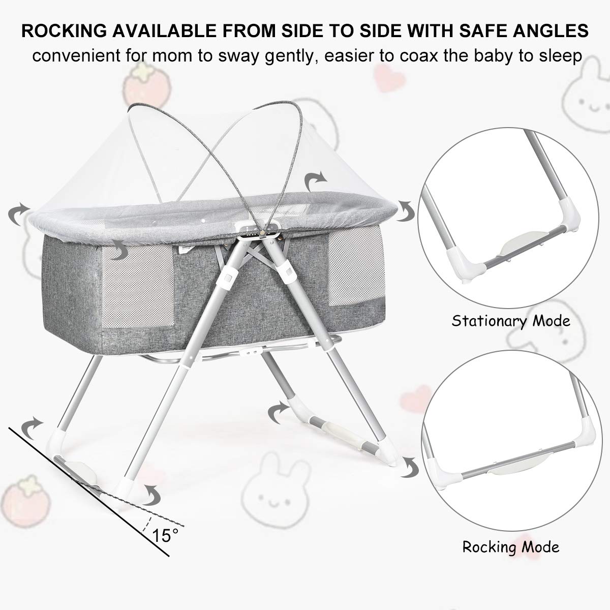 2-in-1 Rocking Bassinet for Newborn Baby OLAKIDS