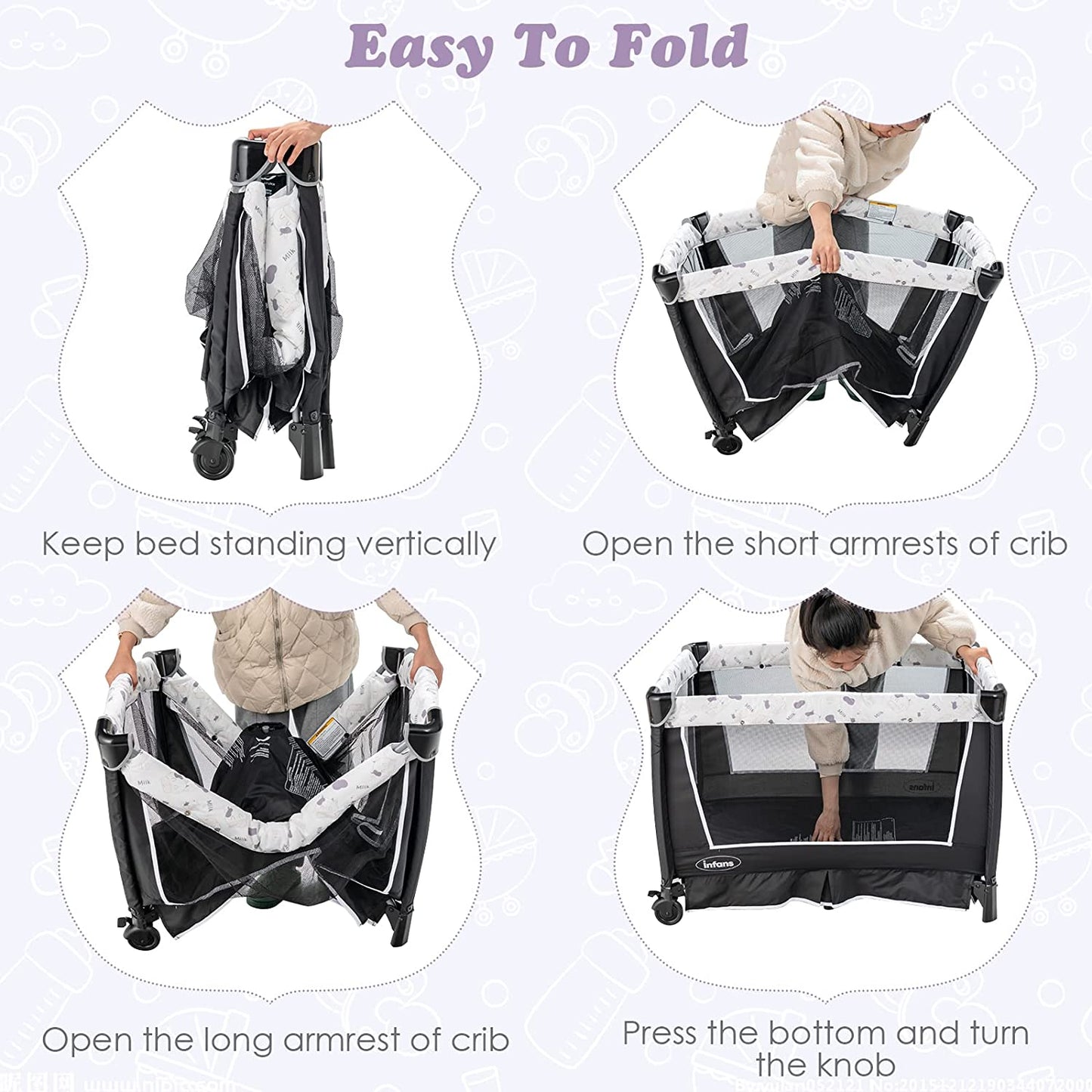 4-in-1 Portable Nursery Center for Baby Kid Infant Comfortable Playard with Bassinet OLAKIDS