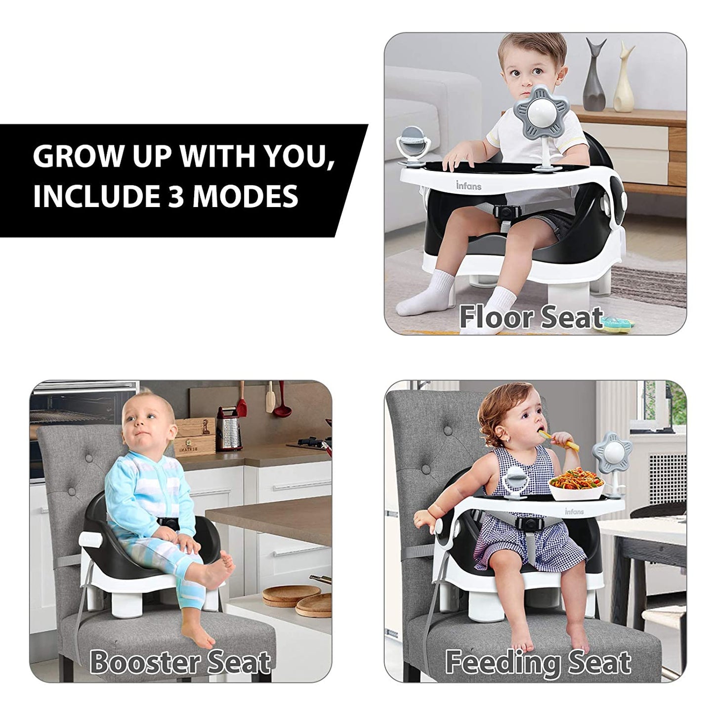 3-in-1 Portable Floor Baby Booster Seat OLAKIDS