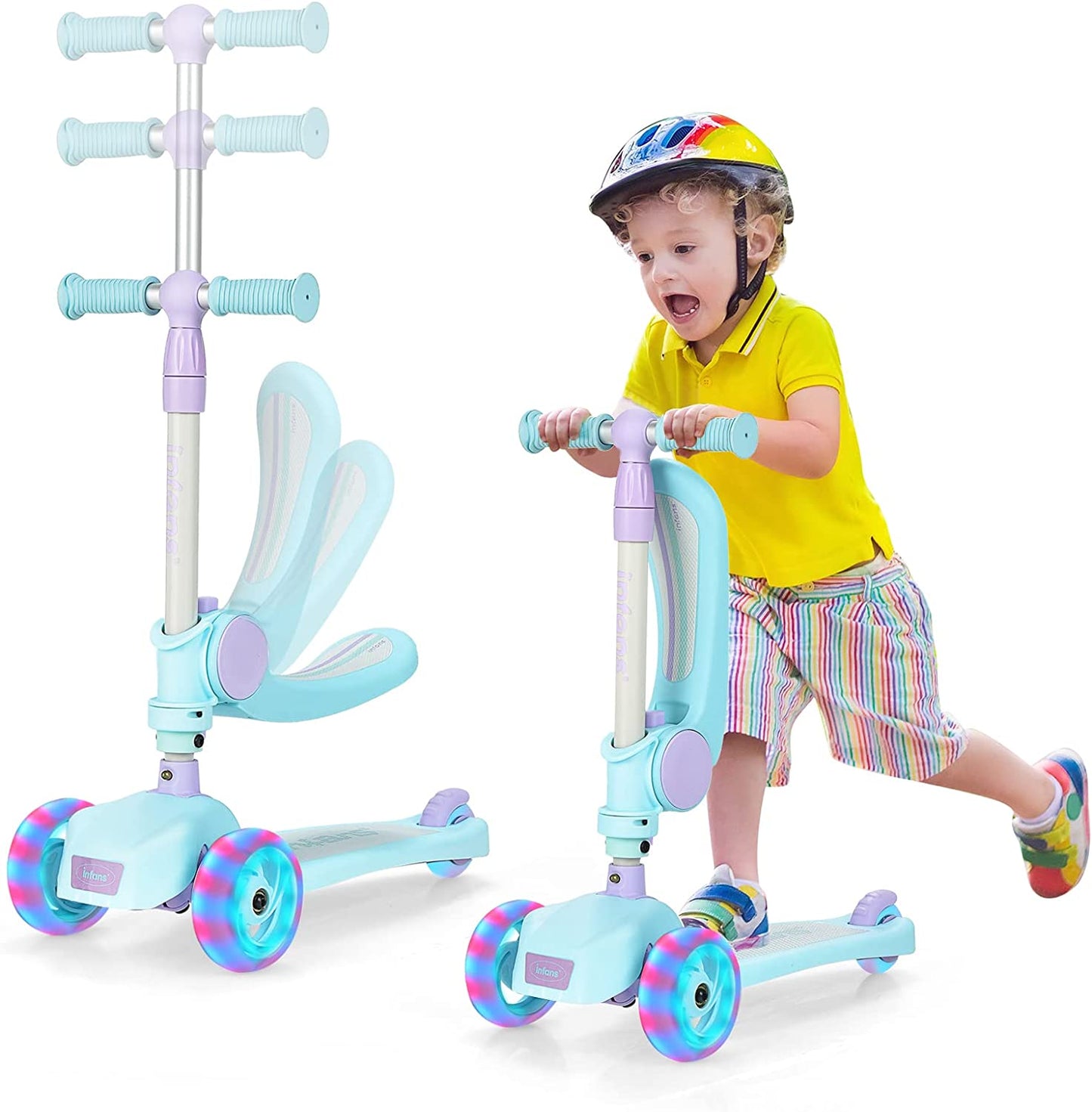 3 Wheel Scooter for Kids with Removable Seat for Girls Boys Ages 3-8 OLAKIDS