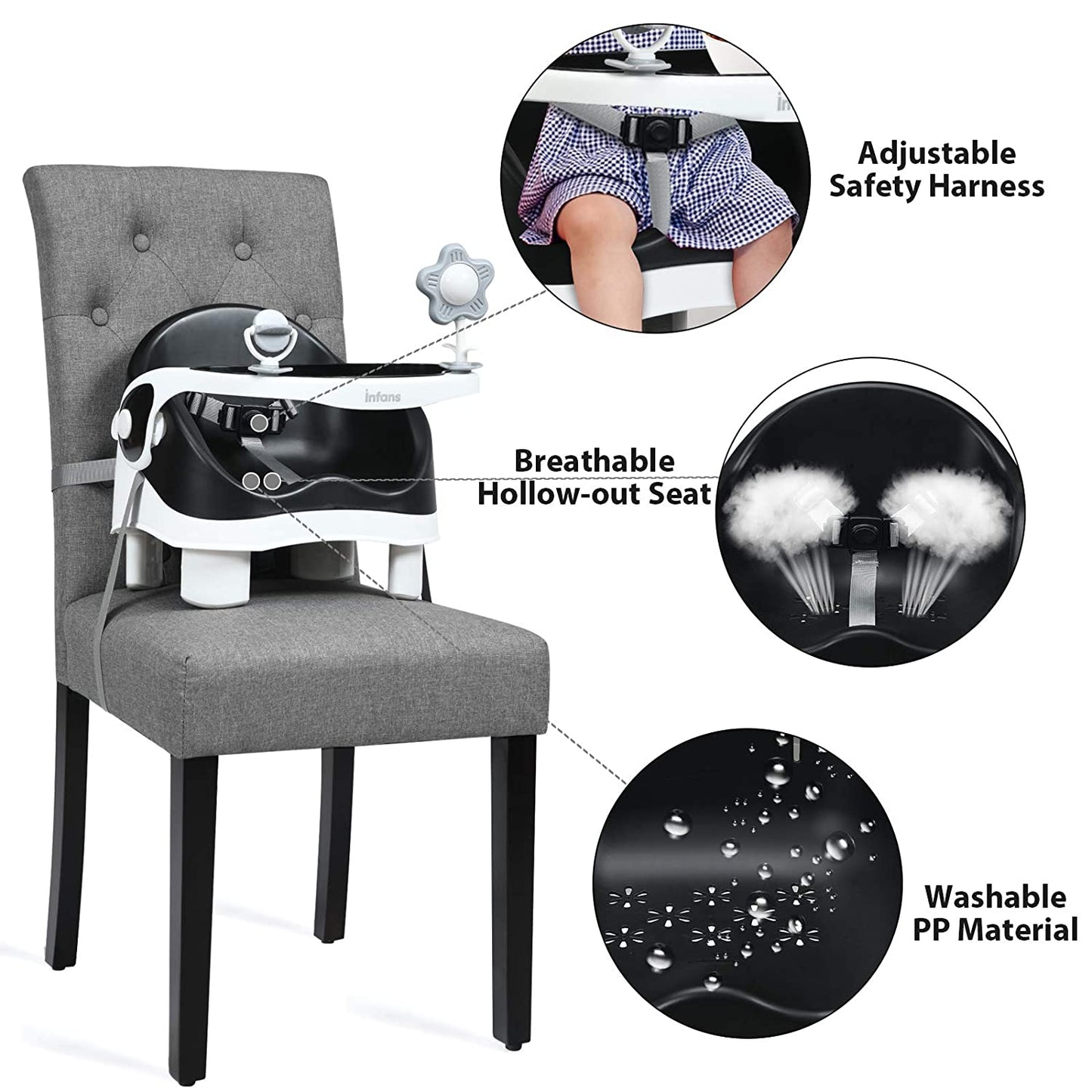3-in-1 Portable Floor Baby Booster Seat OLAKIDS