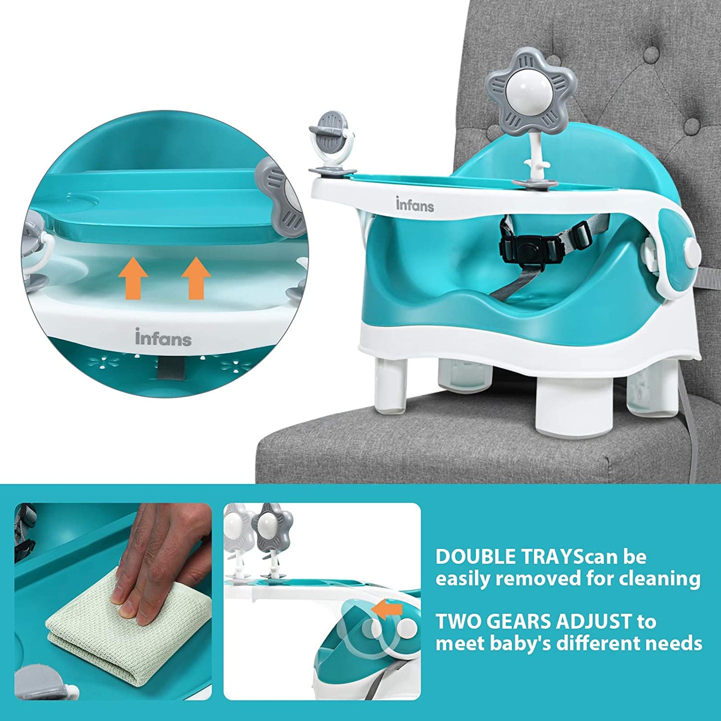 3-in-1 Portable Floor Baby Booster Seat OLAKIDS