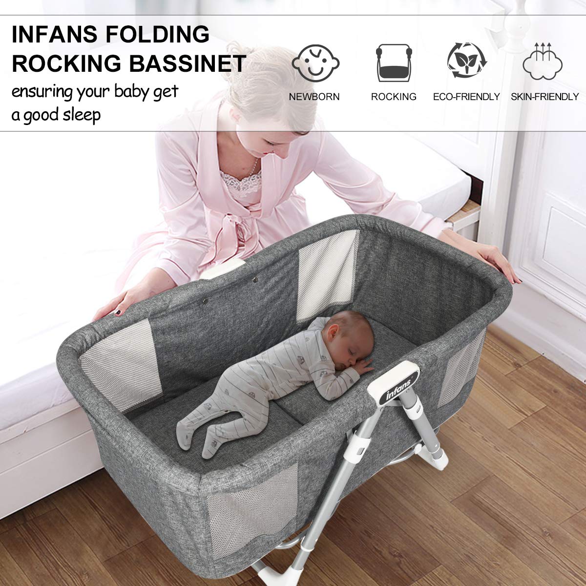 2-in-1 Rocking Bassinet for Newborn Baby OLAKIDS