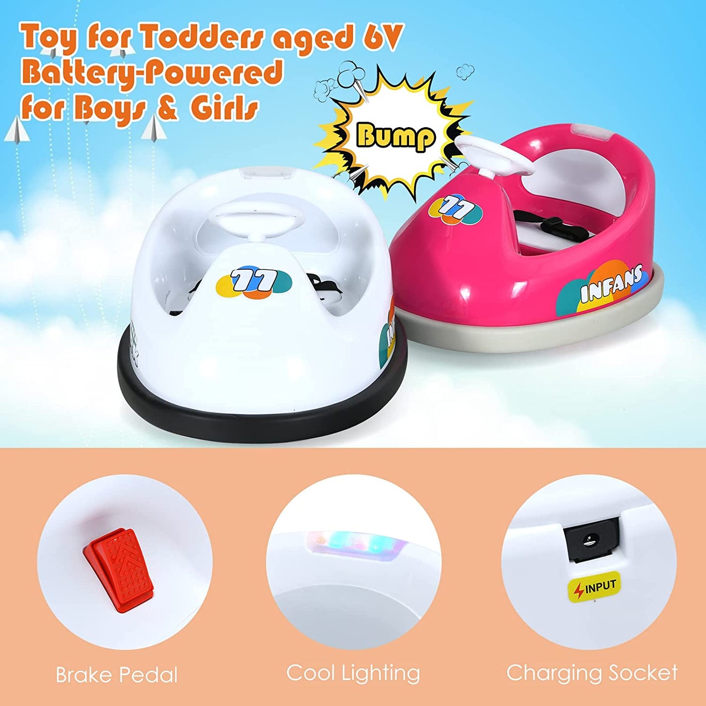 6V Electric Vehicles with Remote Contro Ride On Bumper Car Set OLAKIDS
