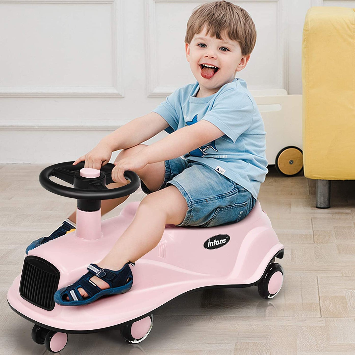 Ride On Toy w/LED Flashing Wheels wiggle Car for Toddlers OLAKIDS