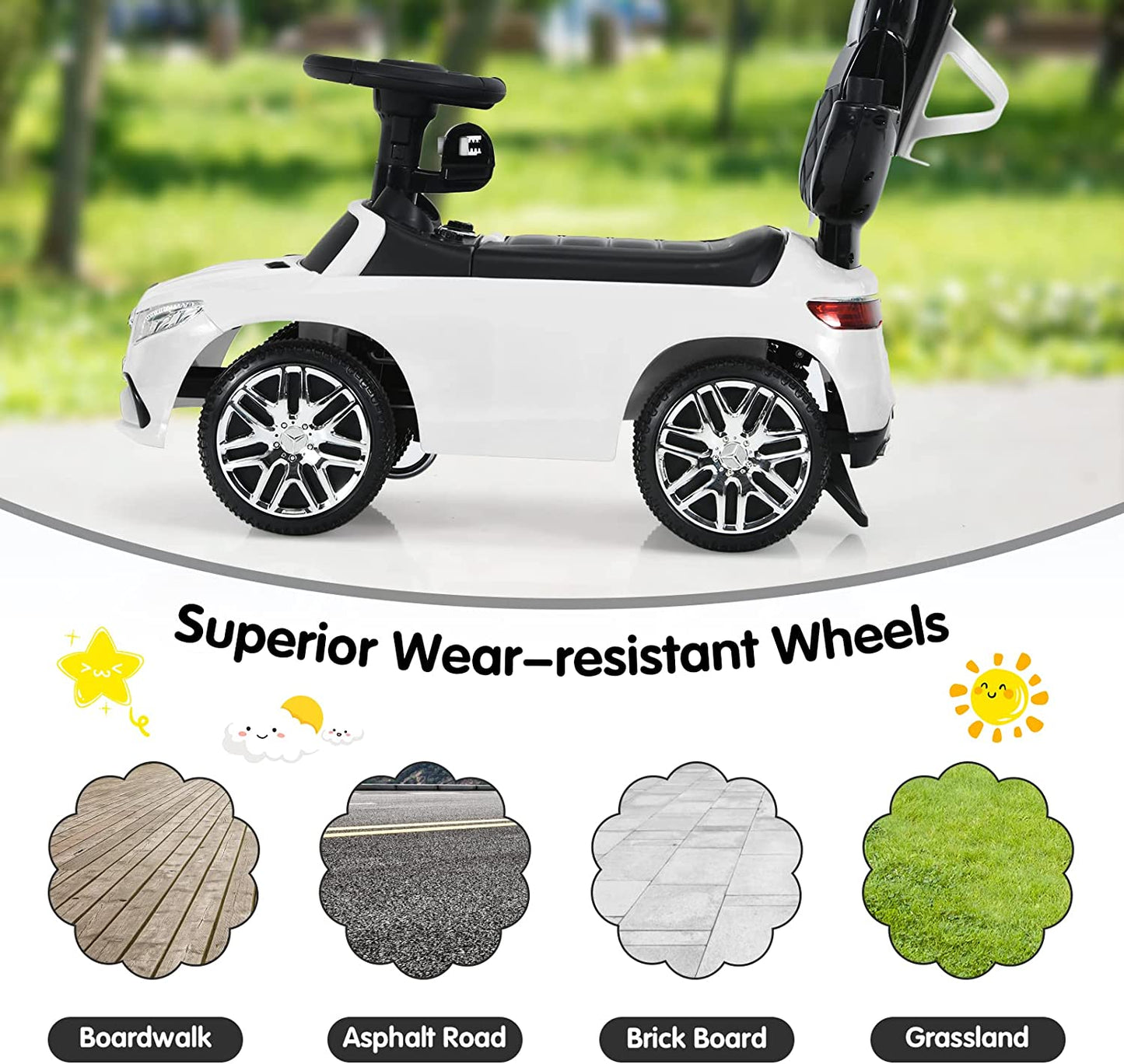 3-in-1 Kids Toy Stroller for Toddlers with Push Handle OLAKIDS