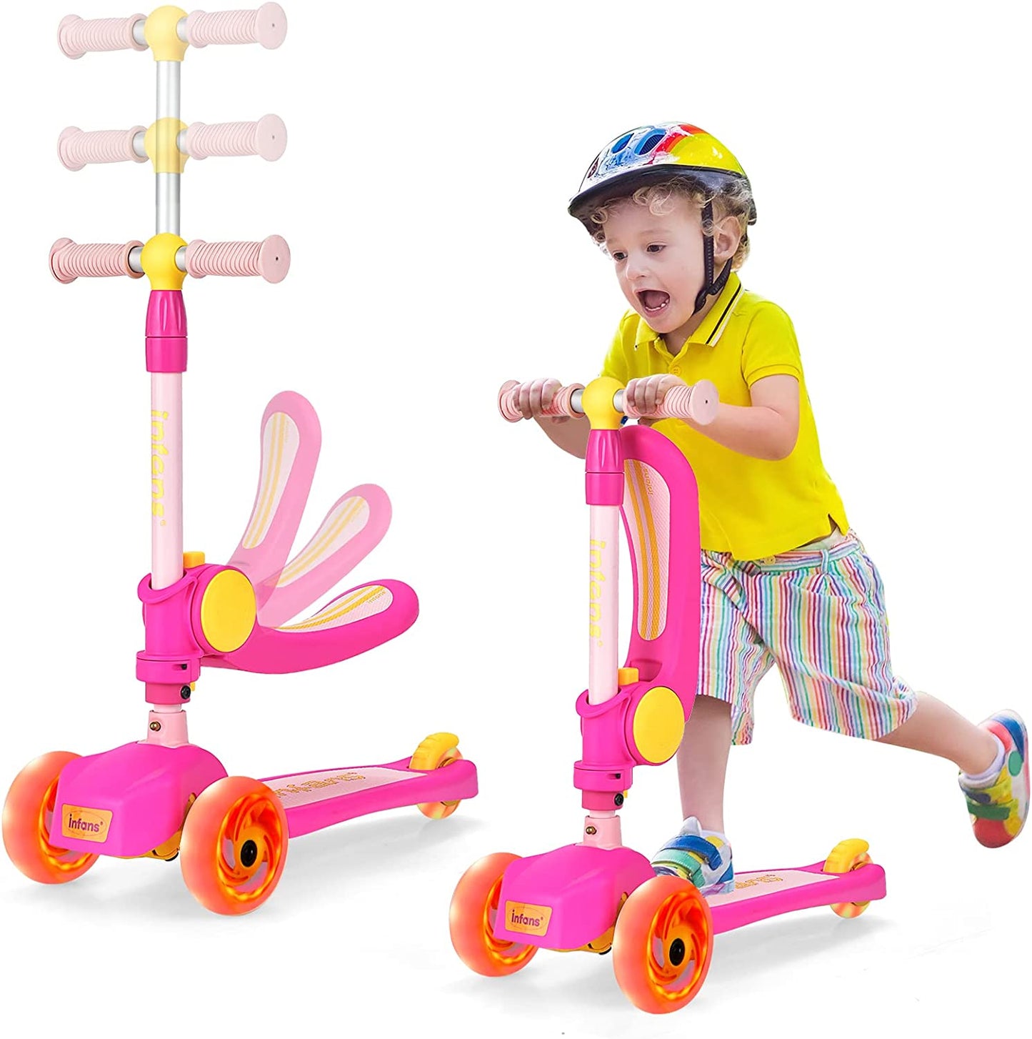 3 Wheel Scooter for Kids with Removable Seat for Girls Boys Ages 3-8 OLAKIDS
