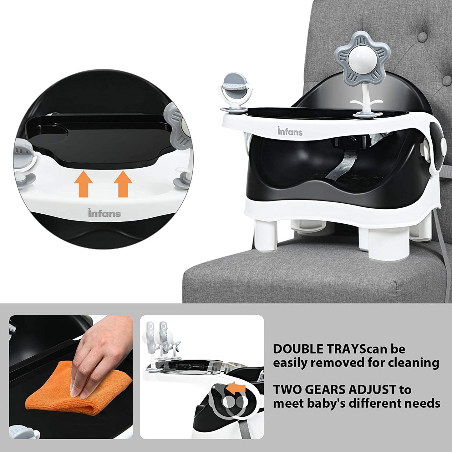 3-in-1 Portable Floor Baby Booster Seat OLAKIDS