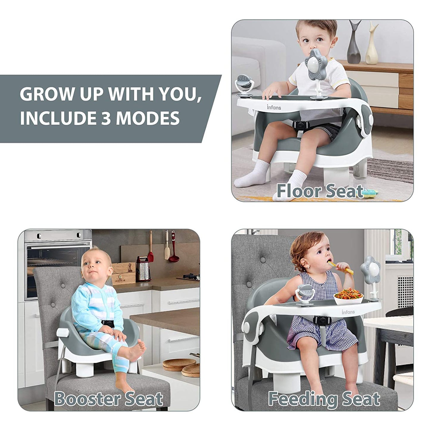 3-in-1 Portable Floor Baby Booster Seat OLAKIDS