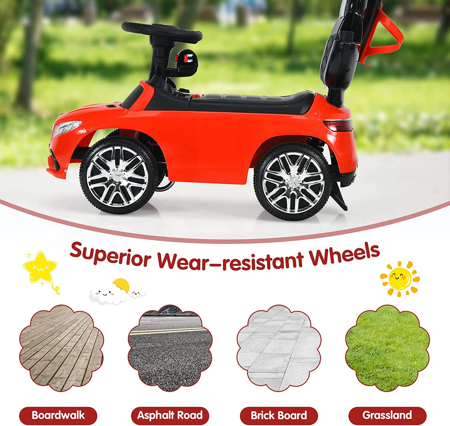 3-in-1 Kids Toy Stroller for Toddlers with Push Handle OLAKIDS