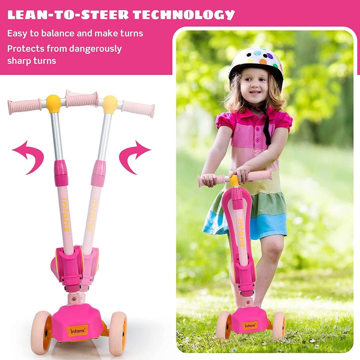 3 Wheel Scooter for Kids with Removable Seat for Girls Boys Ages 3-8 OLAKIDS