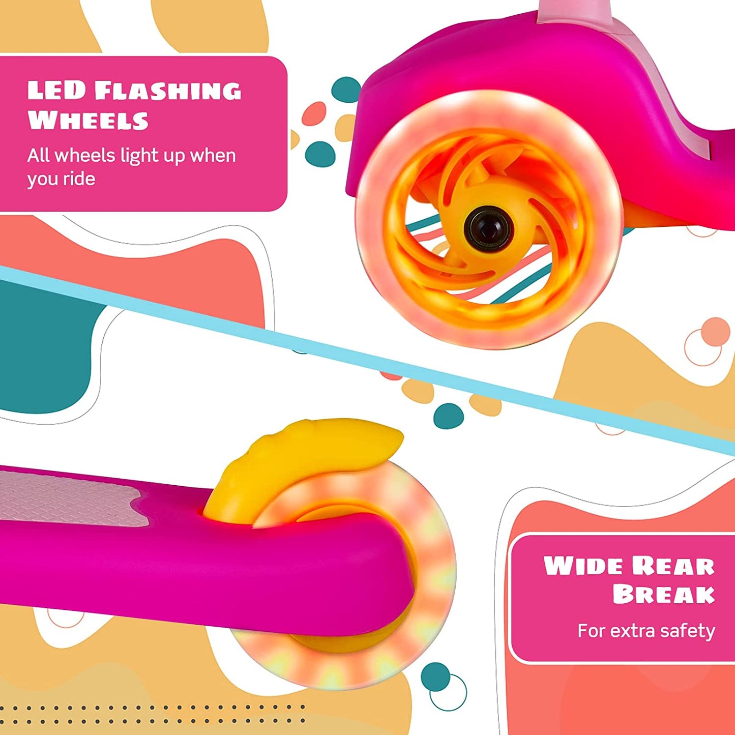 3 Wheel Scooter for Kids with Removable Seat for Girls Boys Ages 3-8 OLAKIDS