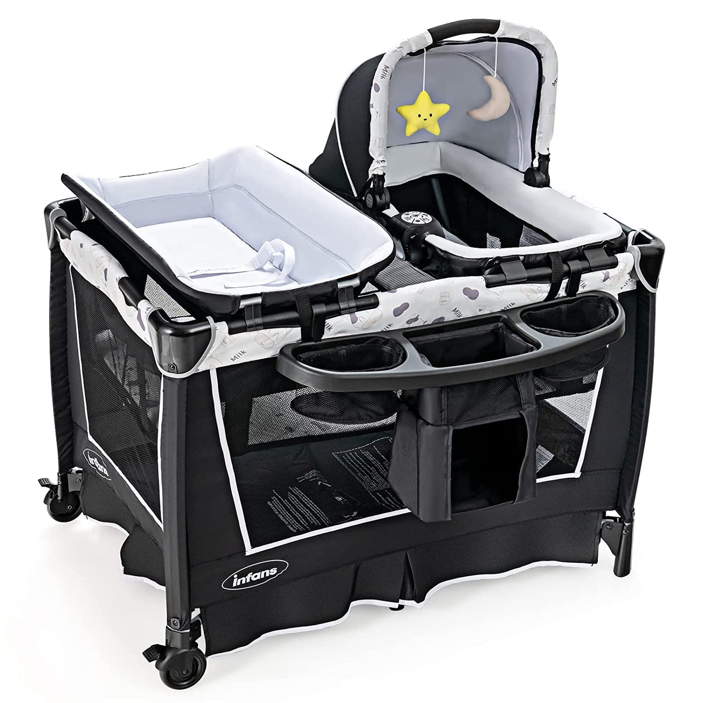 4-in-1 Portable Nursery Center for Baby Kid Infant Comfortable Playard with Bassinet OLAKIDS