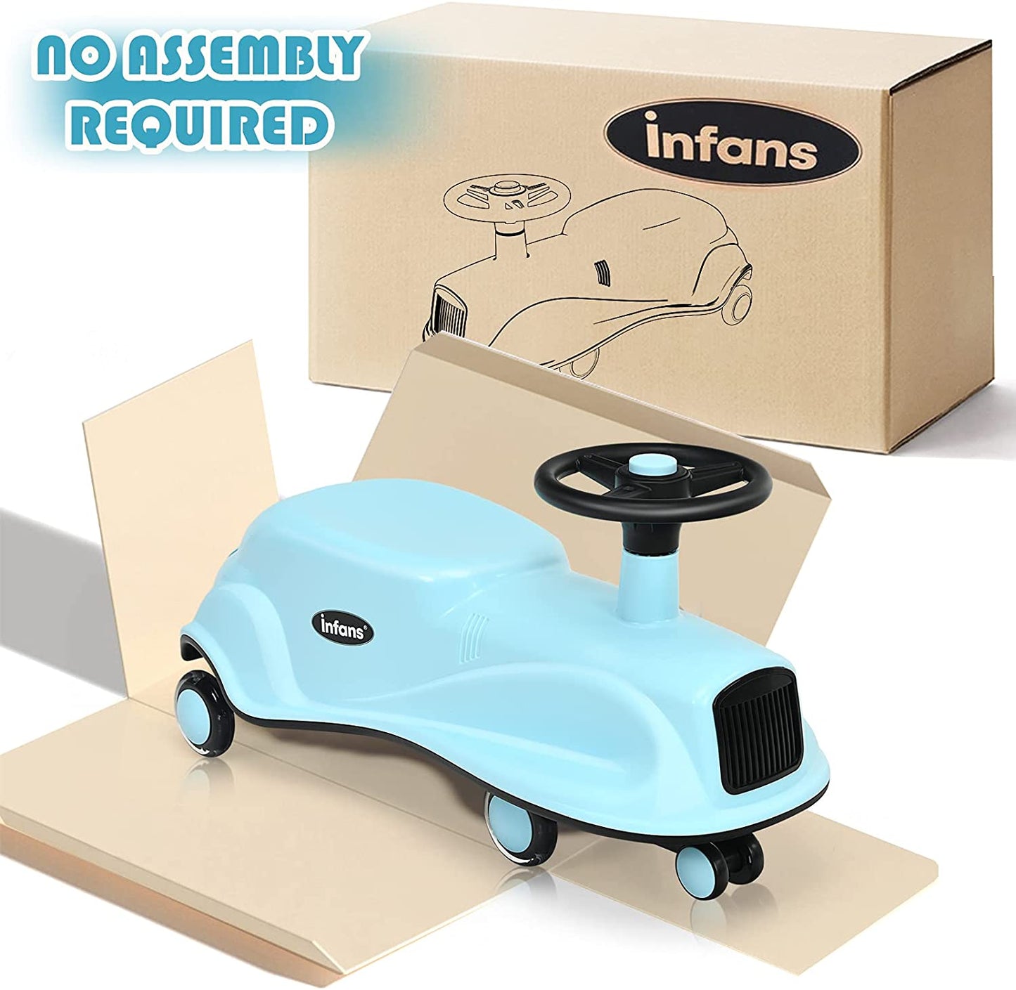 Ride On Toy w/LED Flashing Wheels wiggle Car for Toddlers OLAKIDS