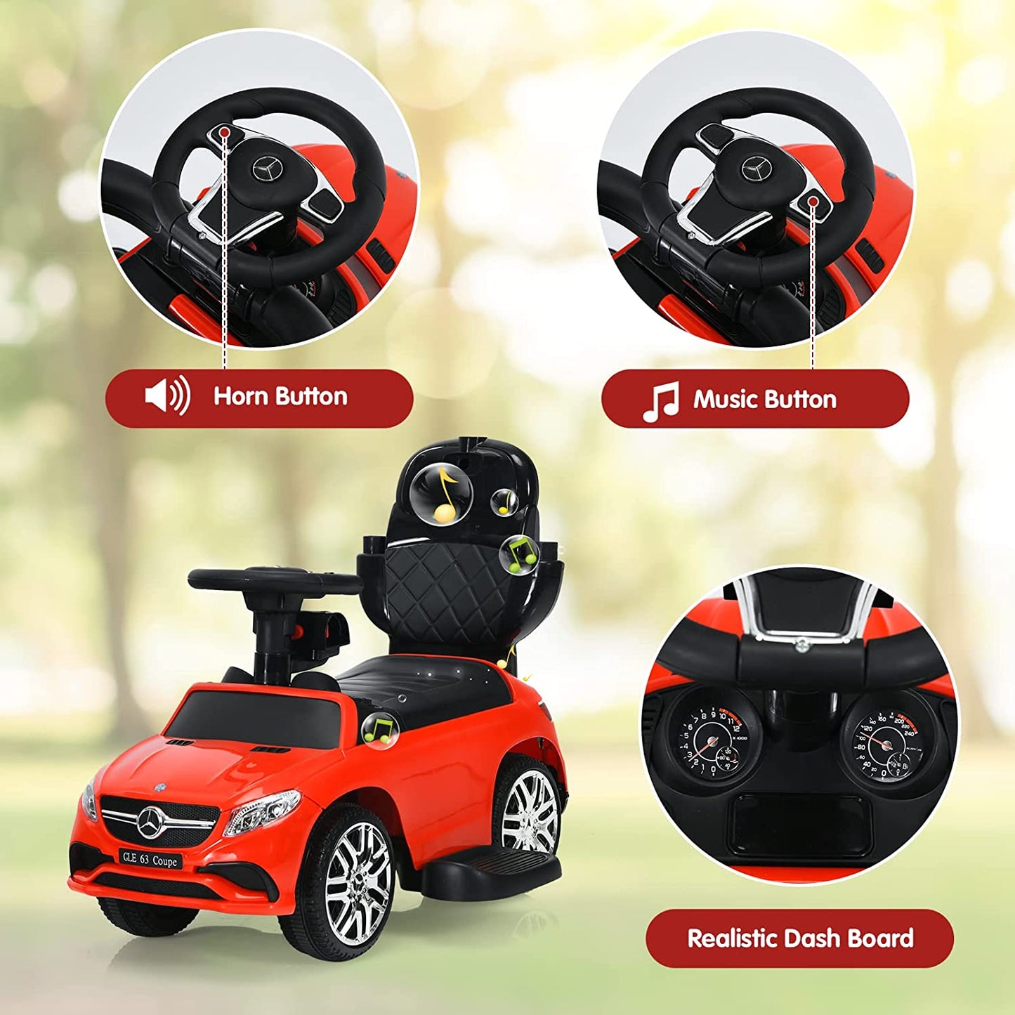 3-in-1 Kids Toy Stroller for Toddlers with Push Handle OLAKIDS