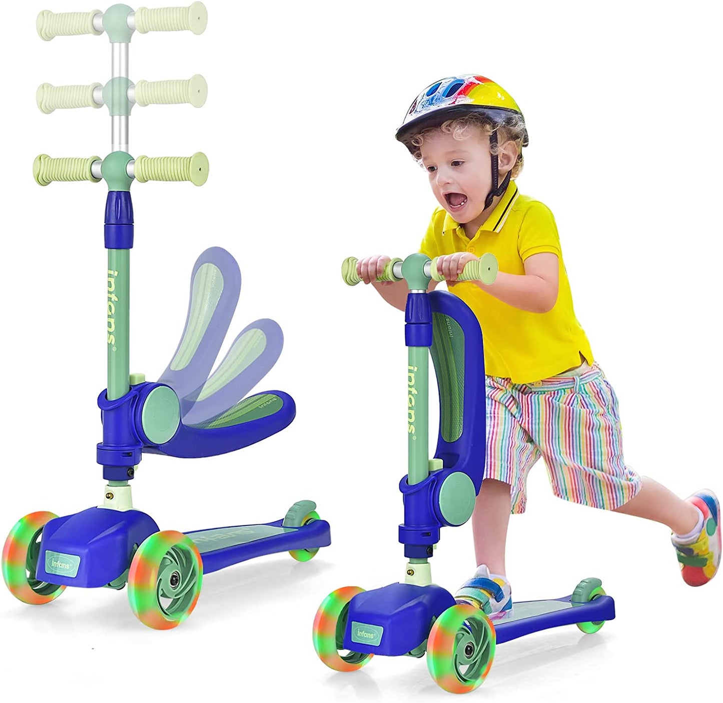 3 Wheel Scooter for Kids with Removable Seat for Girls Boys Ages 3-8 OLAKIDS