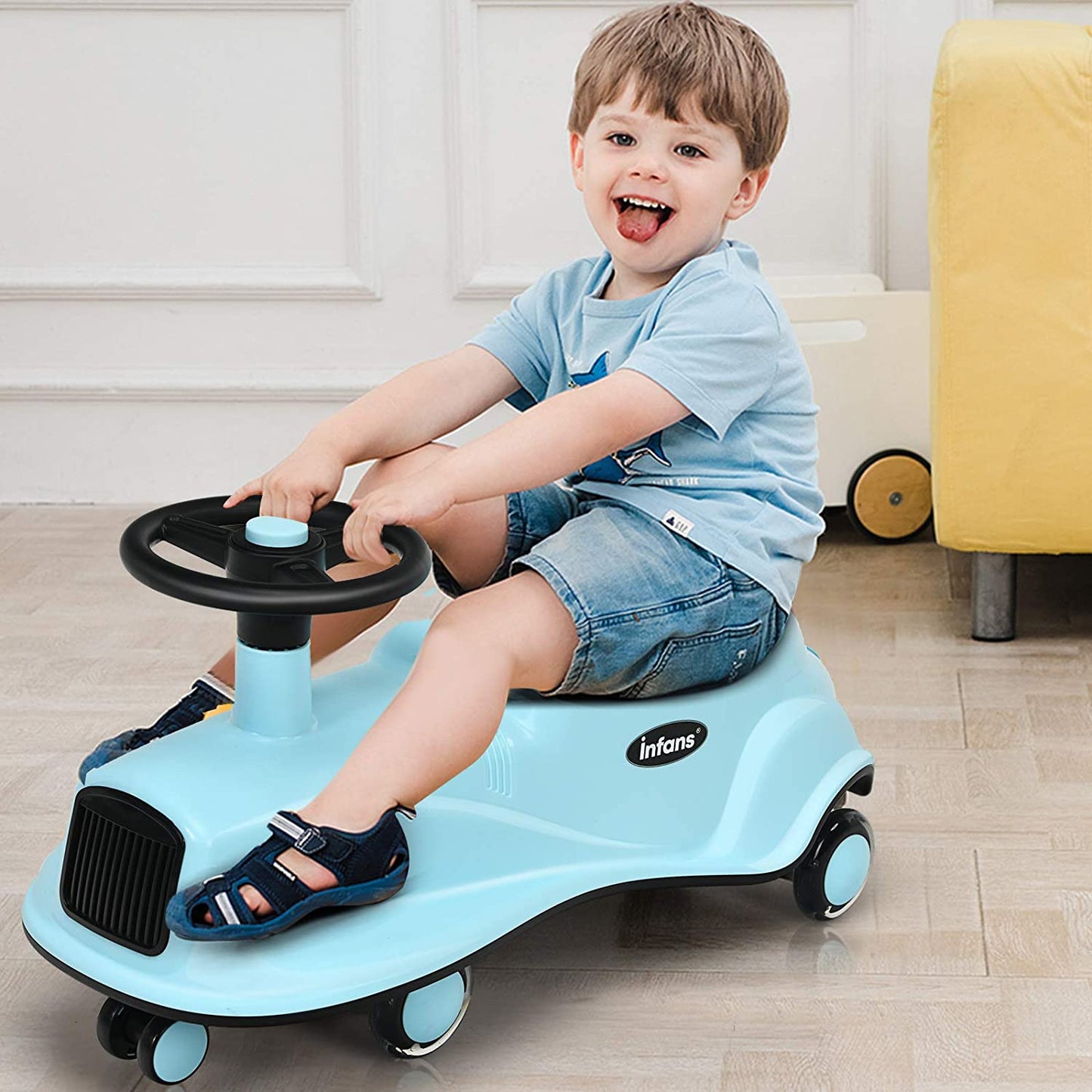 Ride On Toy w/LED Flashing Wheels wiggle Car for Toddlers OLAKIDS