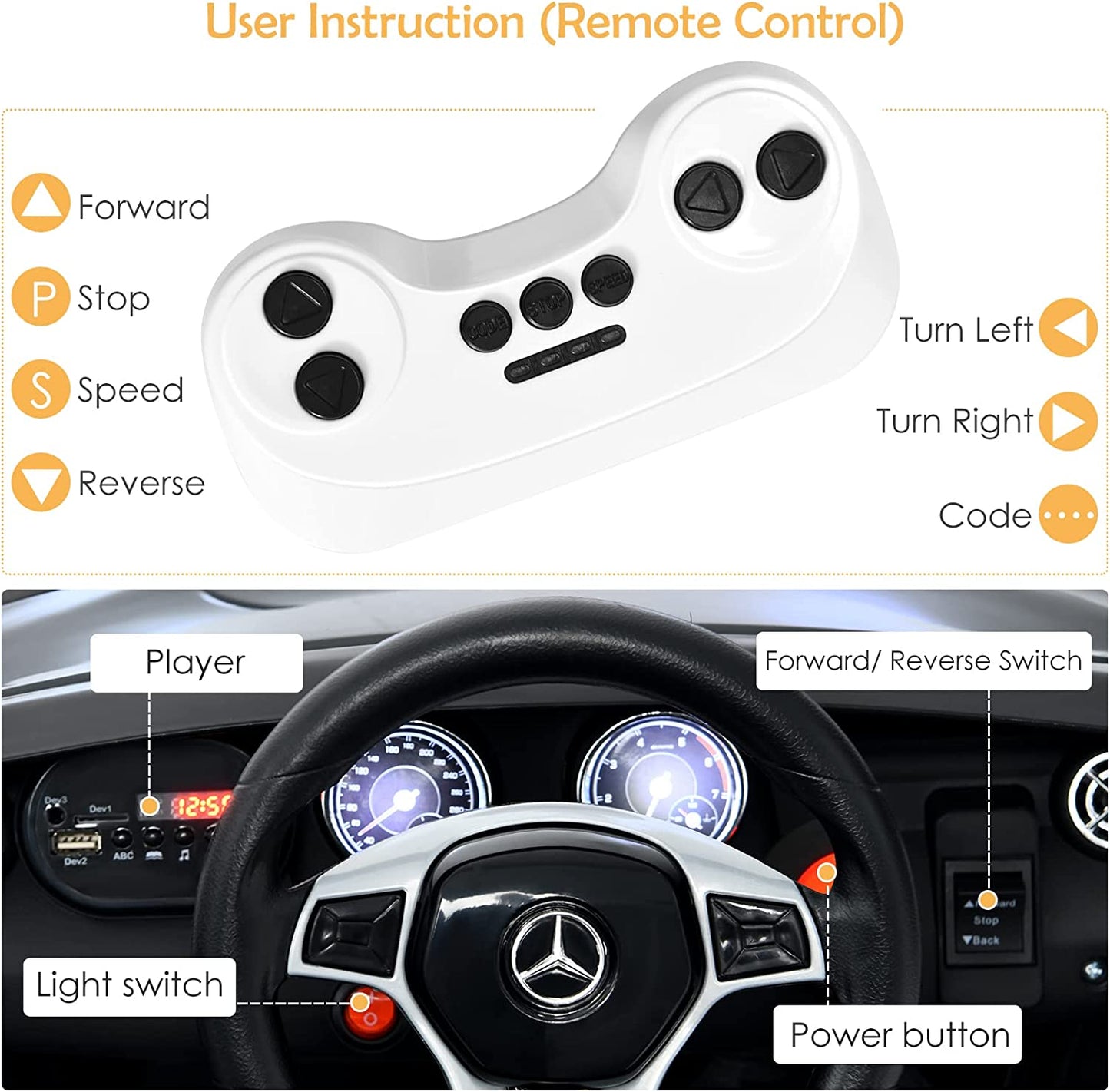 12V Electric Kids Ride On Carr with Remote Control OLAKIDS
