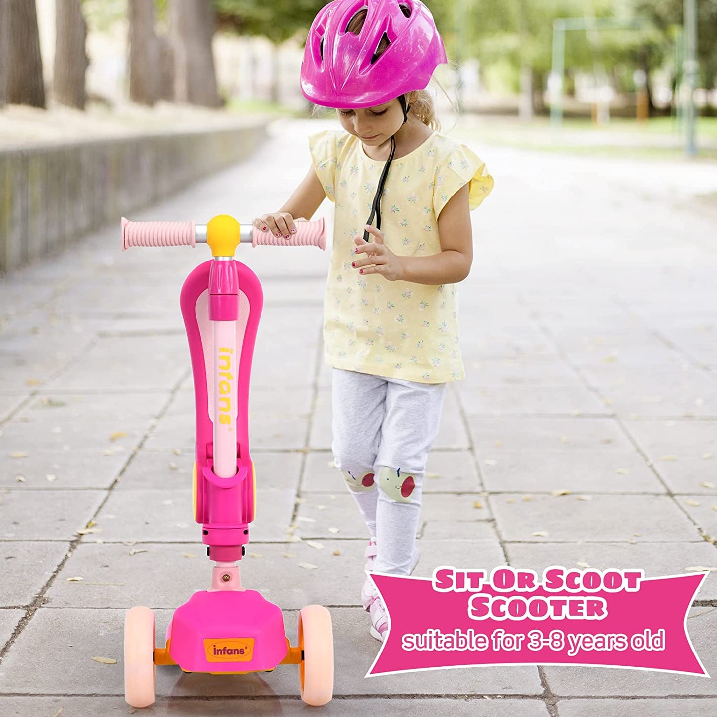 3 Wheel Scooter for Kids with Removable Seat for Girls Boys Ages 3-8 OLAKIDS