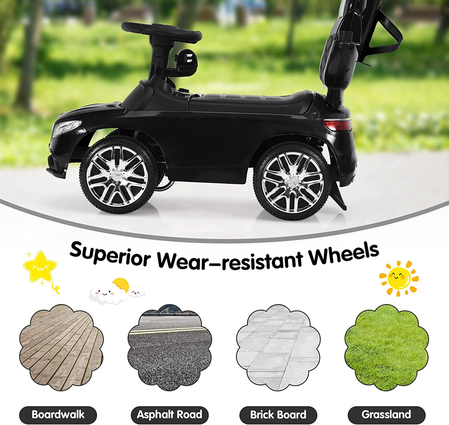 3-in-1 Kids Toy Stroller for Toddlers with Push Handle OLAKIDS