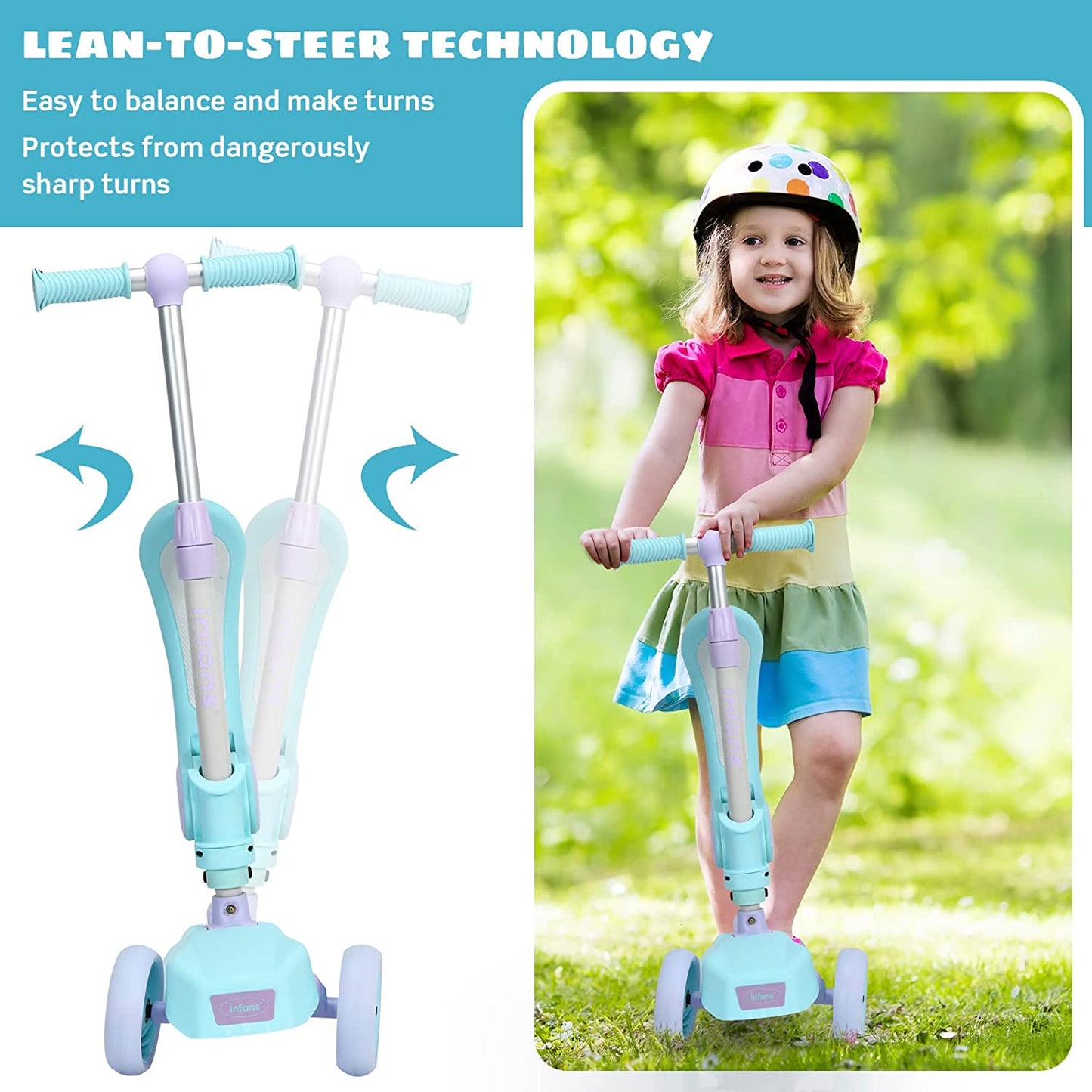 3 Wheel Scooter for Kids with Removable Seat for Girls Boys Ages 3-8 OLAKIDS